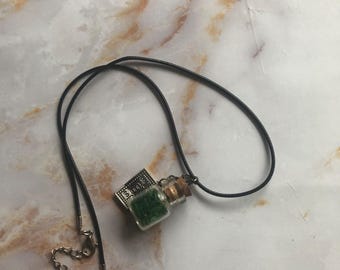 Money Amulet Necklace: Prosperity Herb & Crystal Charm