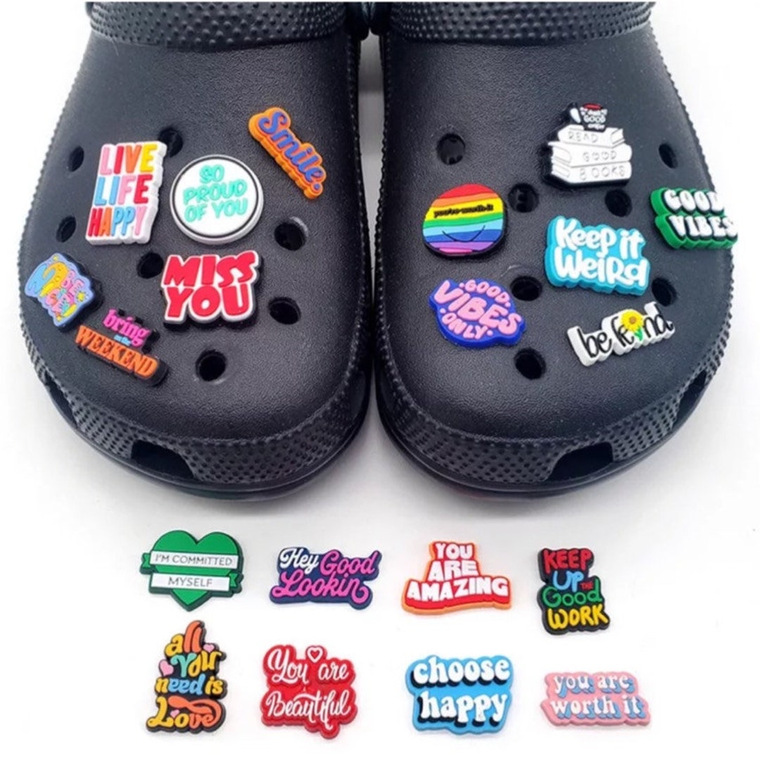 Word Phrases Croc Charms Quotes Shoe Clips Words Jibbitz Etsy