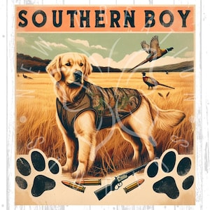 Southern Boy Png, Hunting Dog Png, Camouflage Png, Camo Dog Png, Retro Hunt Png, Camo Duck Hunting Shirt Png, Hunting Sublimation Design