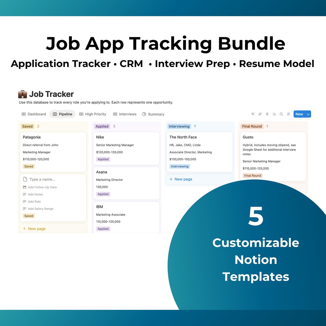 Job Tracker Notion Template | Application Tracker | Resume & Interview ...