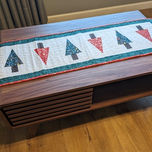 Handmade Christmas Table Runner / Quilted Christmas Tree Table Runner