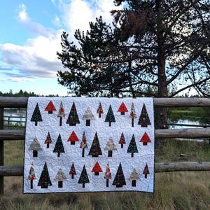 Handmade Christmas Tree Quilt: Rifle Paper Co. Fabric, 58x69 Holiday Throw