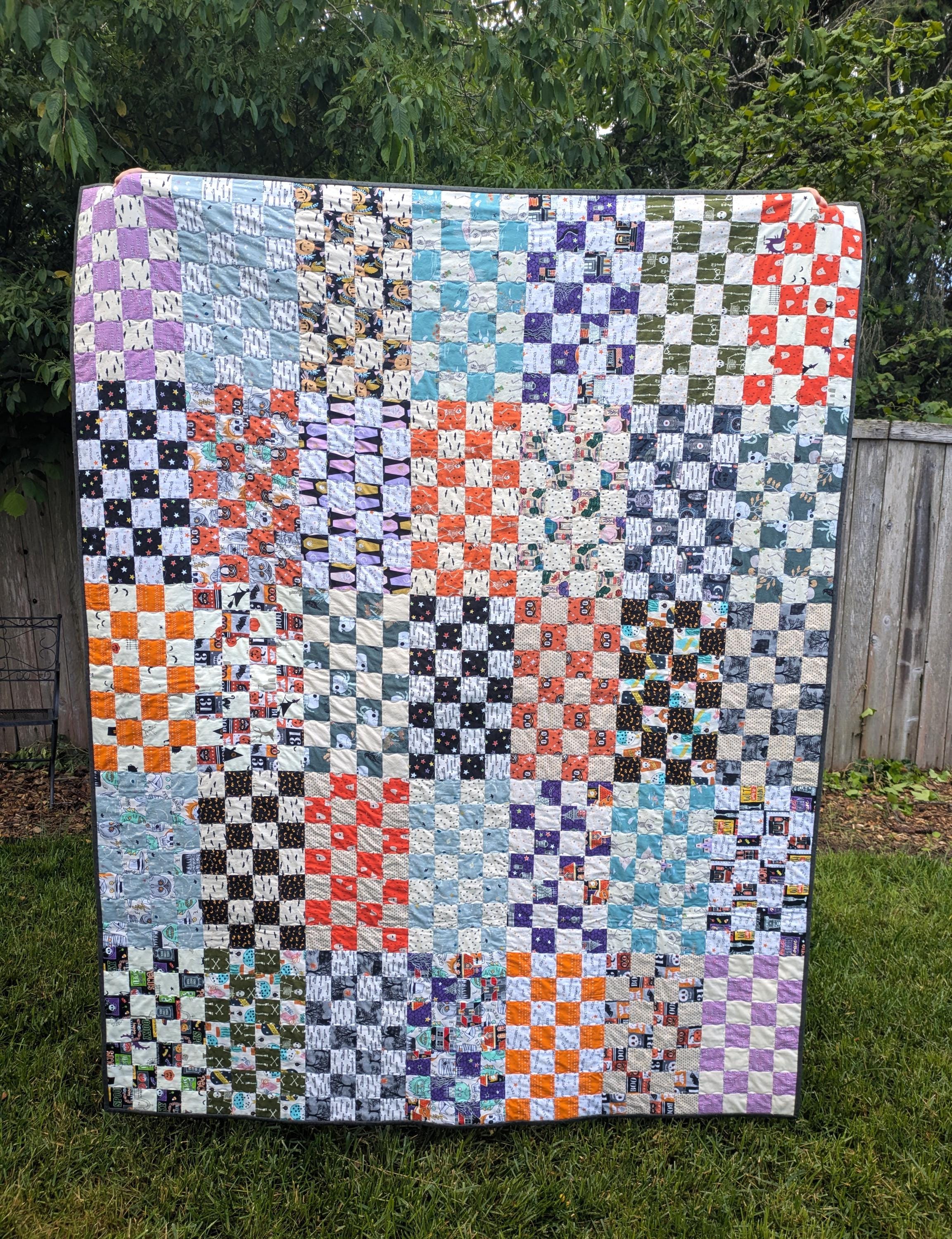 Scrappy Halloween Throw Quilt: Handmade Cotton Checkerboard Blanket - Etsy