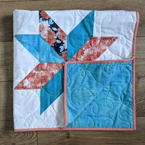 Modern Blue, Pink and Floral Baby Quilt / Nursery Quilt / Baby Blanket / Nursery Décor