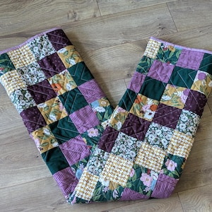 Handmade Quilted Blanket / Modern Throw Quilt / Patchwork Quilt / Handmade Lap Blanket