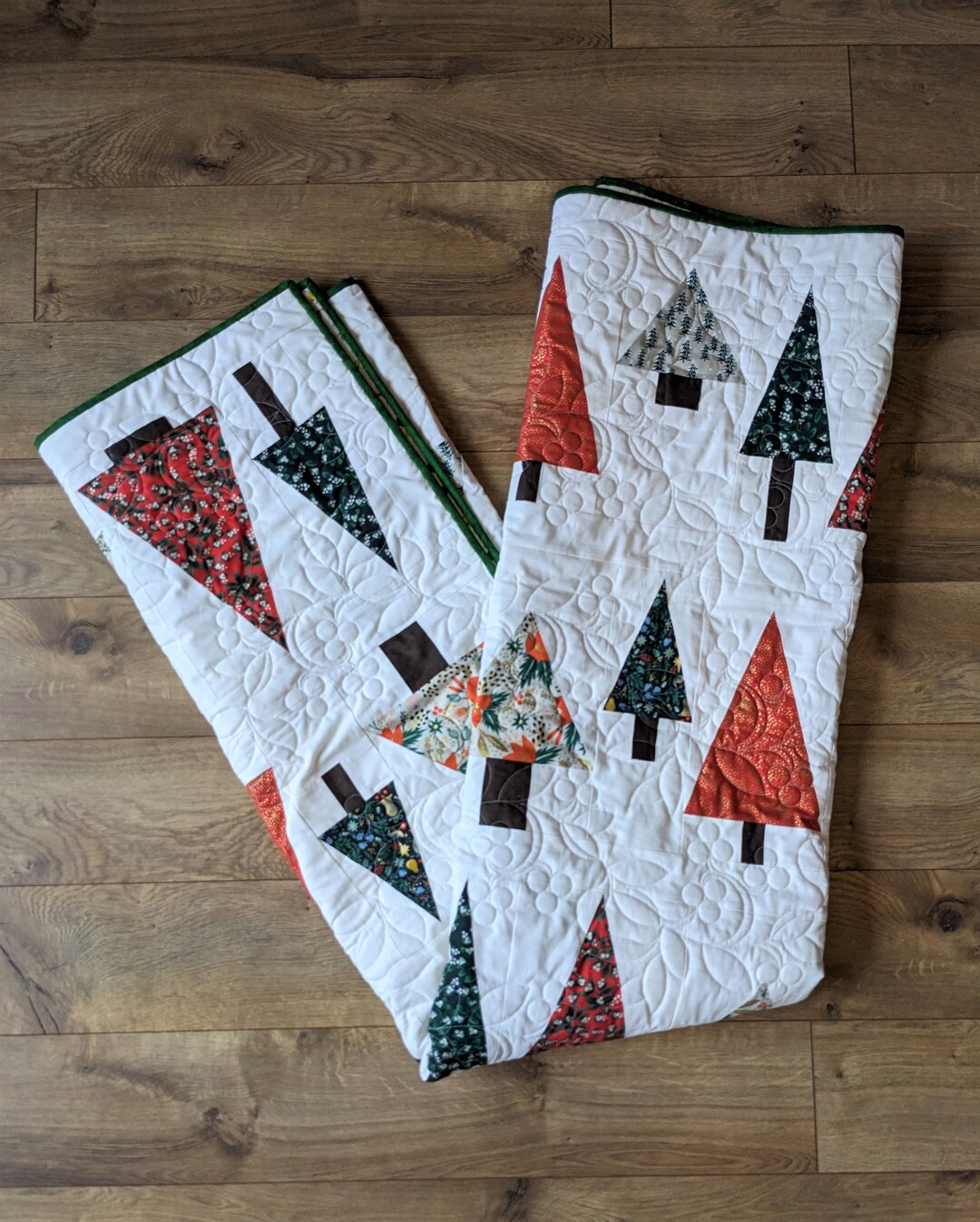 Handmade Christmas Tree Quilt / Christmas Throw Quilt / Red Etsy