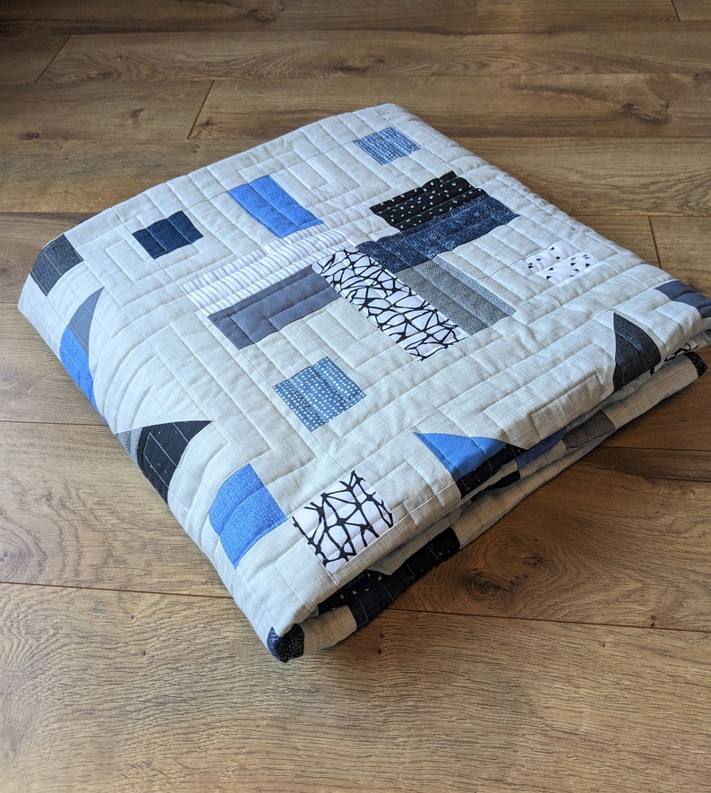 Handmade Throw Quilt / Quilted Throw Blanket / Blue Gray and Etsy