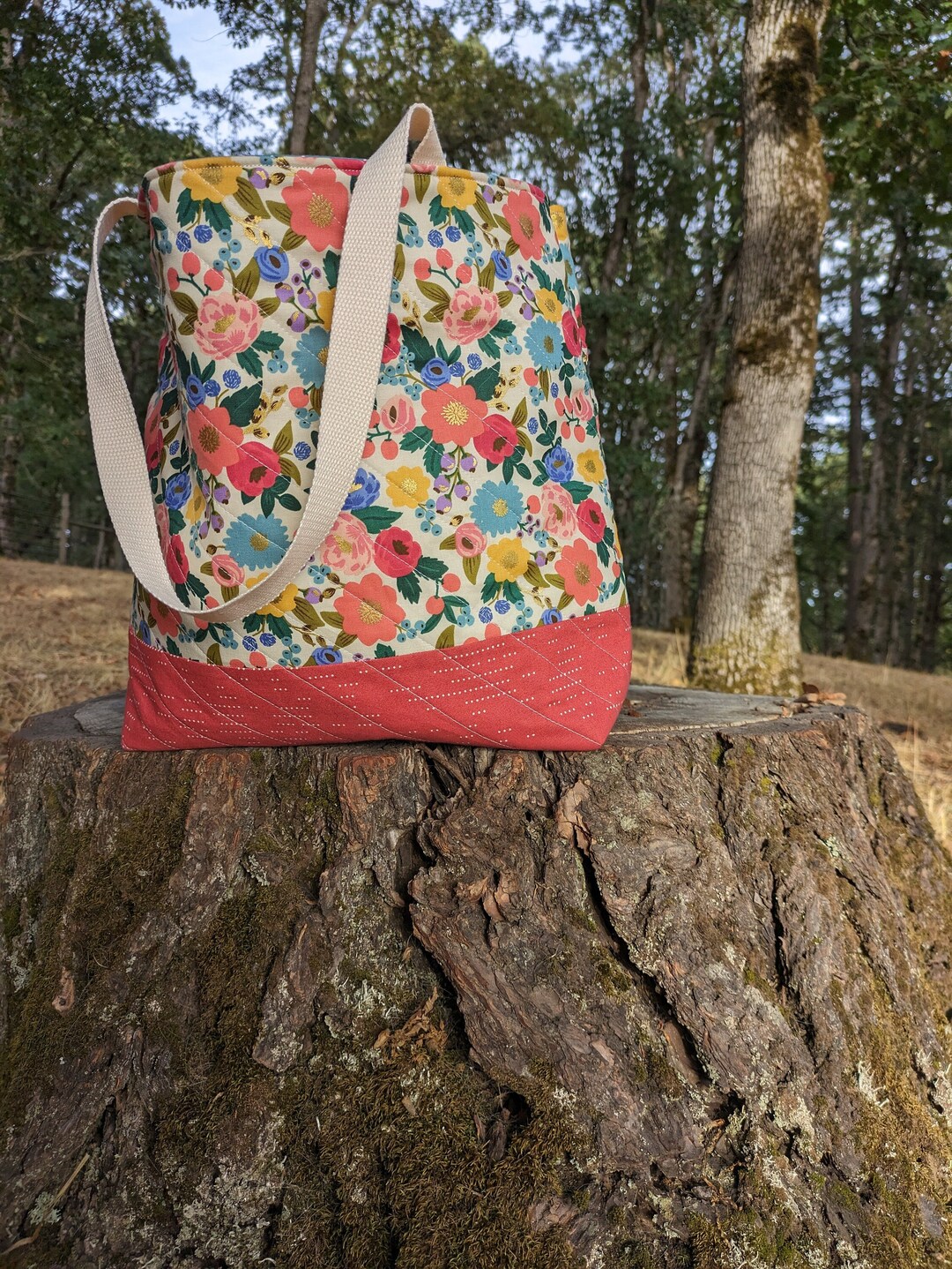 Handmade Quilted Tote Bag / Cotton Tote Bag With Rifle Paper Etsy