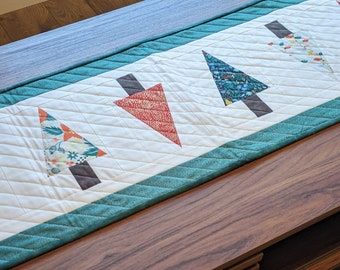 Handmade Christmas Table Runner / Quilted Christmas Tree Table Runner