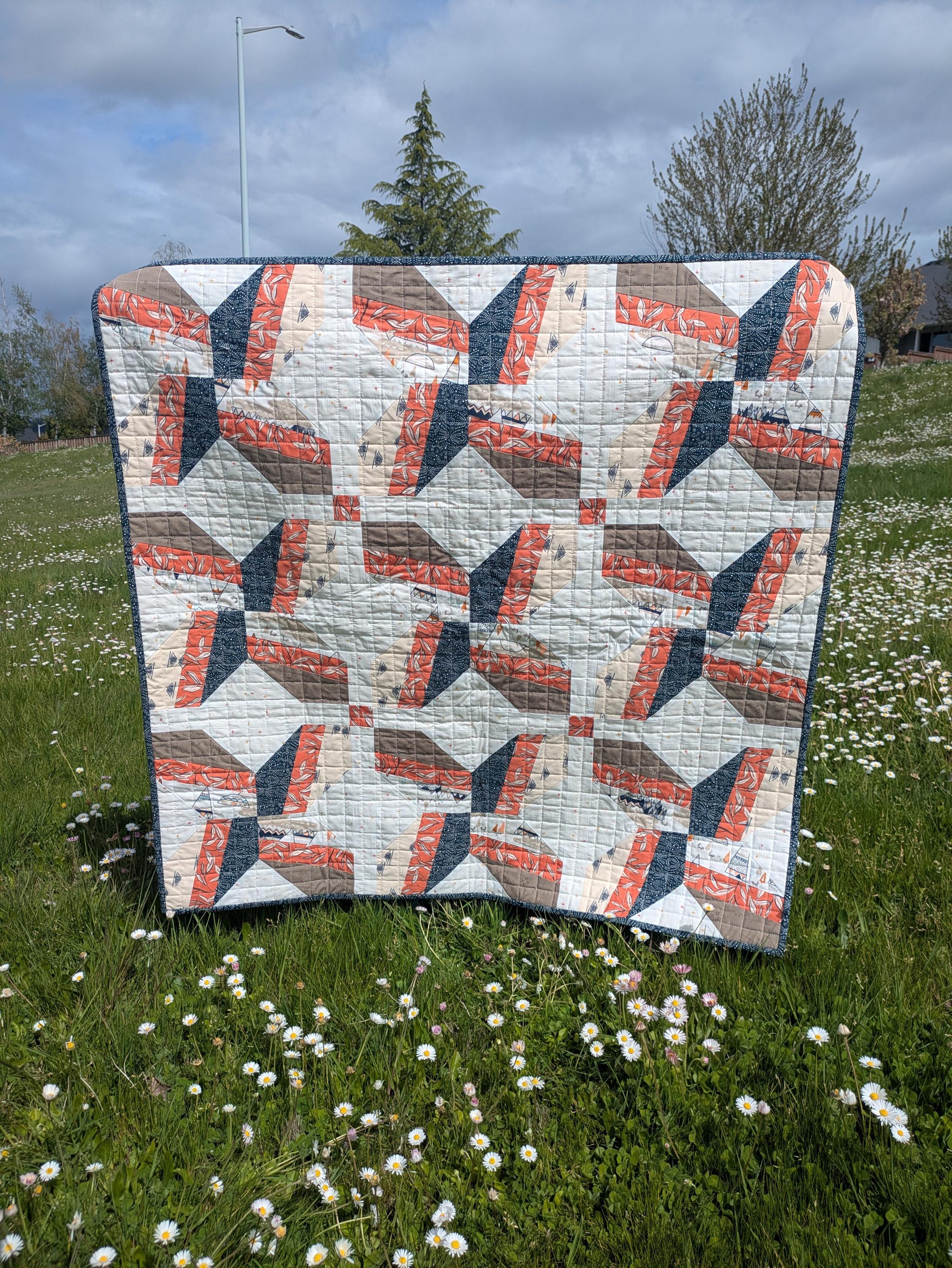 Handmade Modern Baby Quilt: Sandia Sunset Cotton Blanket (39x39 Inches ...