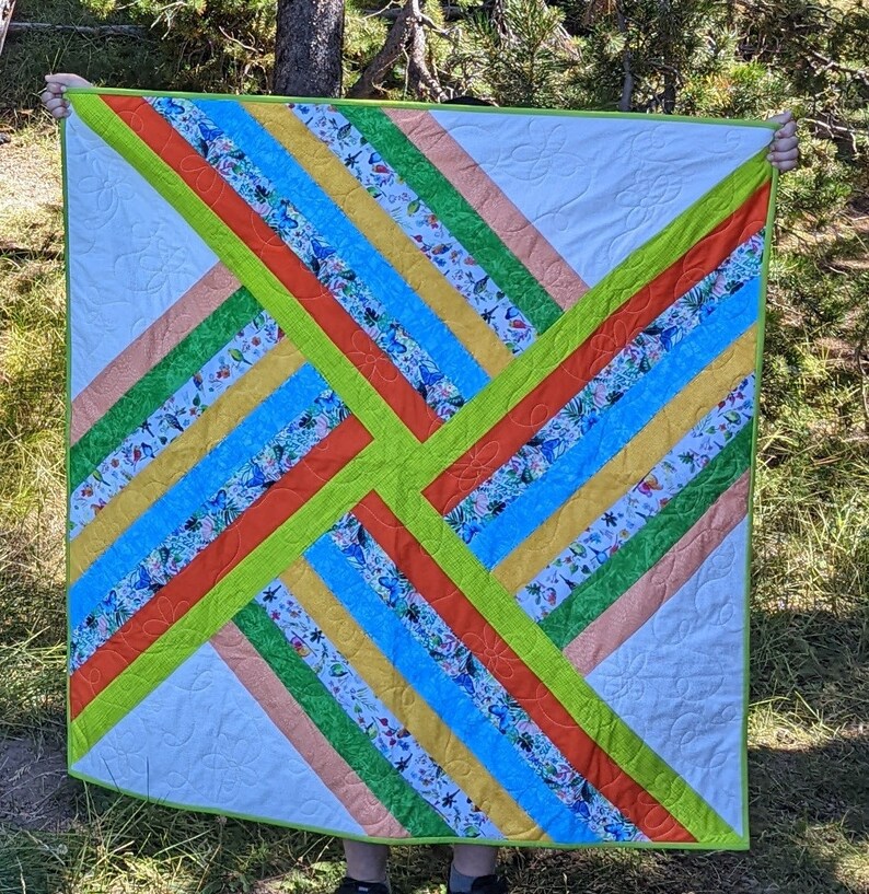 Vibrant Adventureland Baby Quilt / Baby Blanket / Nursery Quilt