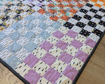 Scrappy Halloween Quilt / Handmade Halloween Throw Quilt / Handmade Throw Blanket / Quilted Halloween Blanket