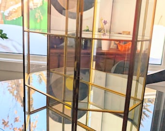 Vintage brass and glass curio cabinet