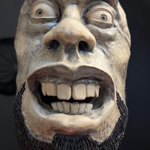 Vintage 3D Man Face Sculpture