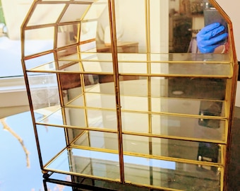 Vintage brass and glass curio cabinet