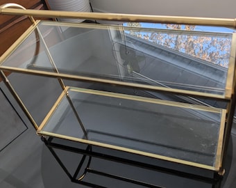 Vintage brass and glass display shelf