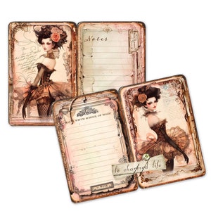 Carnet de sorts de sorcière, grimoire, carnets de notes indésirables du livre des ombres, haute couture, vintage, vieilli, kit de journal imprimable recto-verso bohème