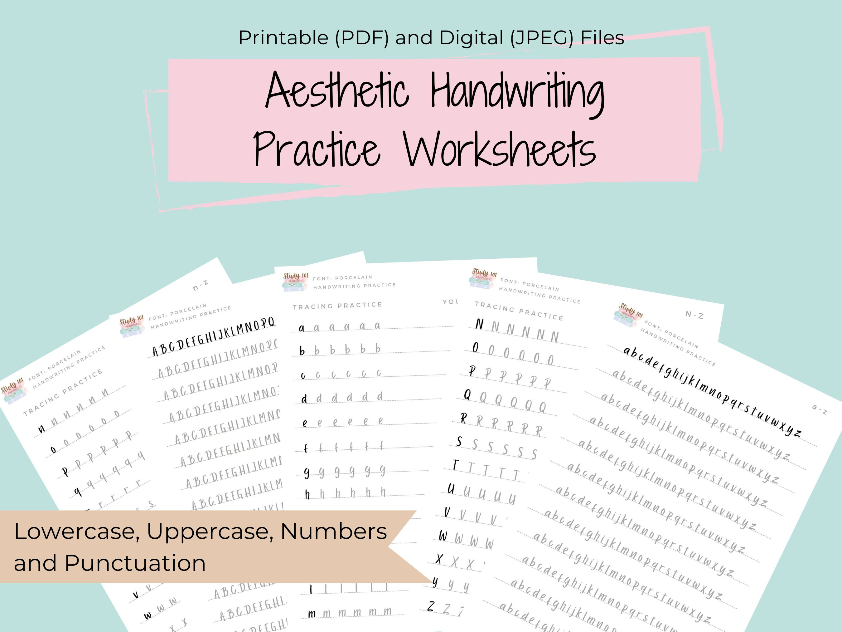 Aesthetic Handwriting Practice Worksheets Printable Handwriting Aesthetic Handwriting Practice Worksheets Printable Handwriting