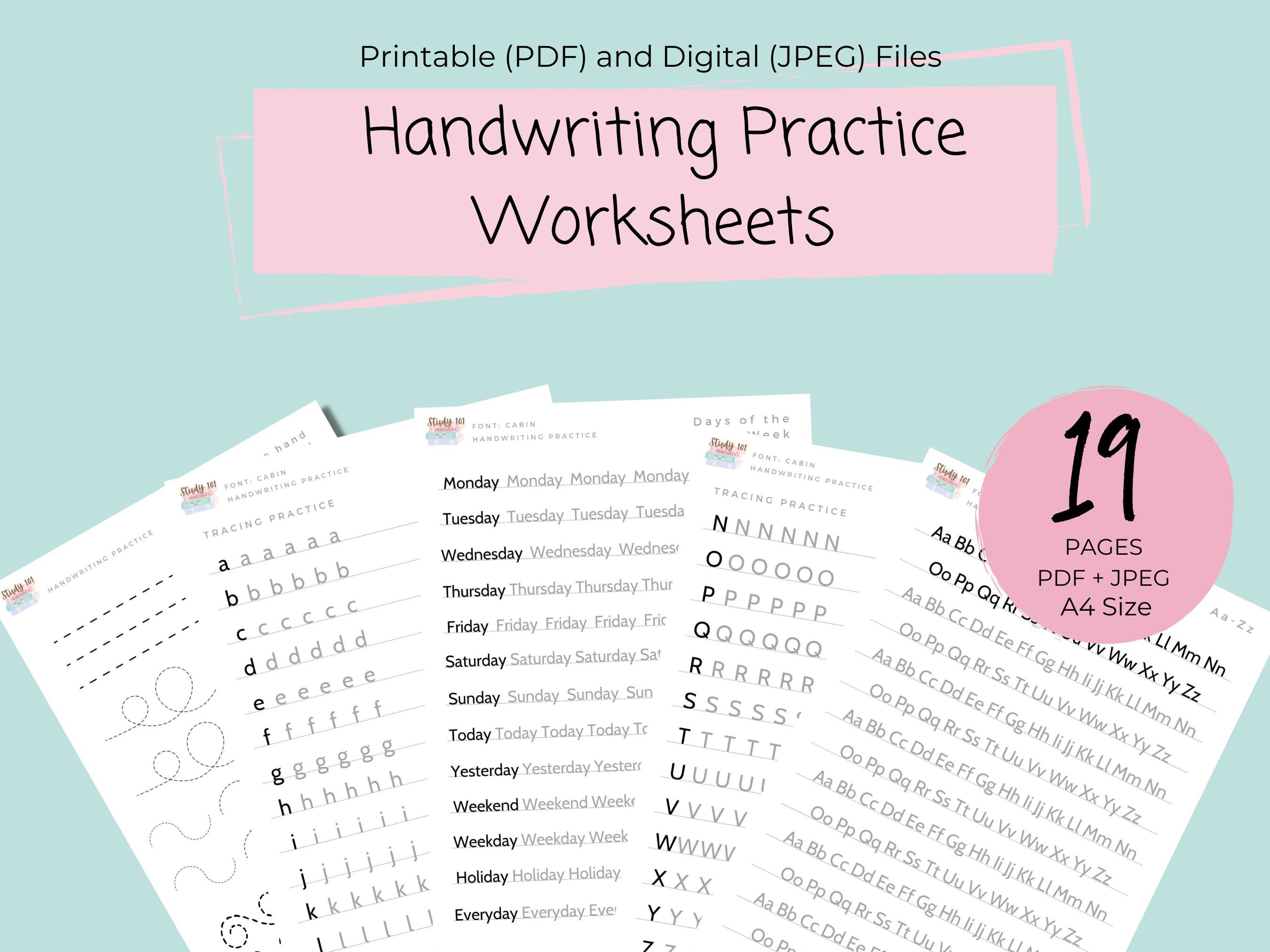 Handwriting Practice Worksheets |  Printable Handwriting workbook | Handlettering practice | Handwriting Practice Sheets PDF, iPad