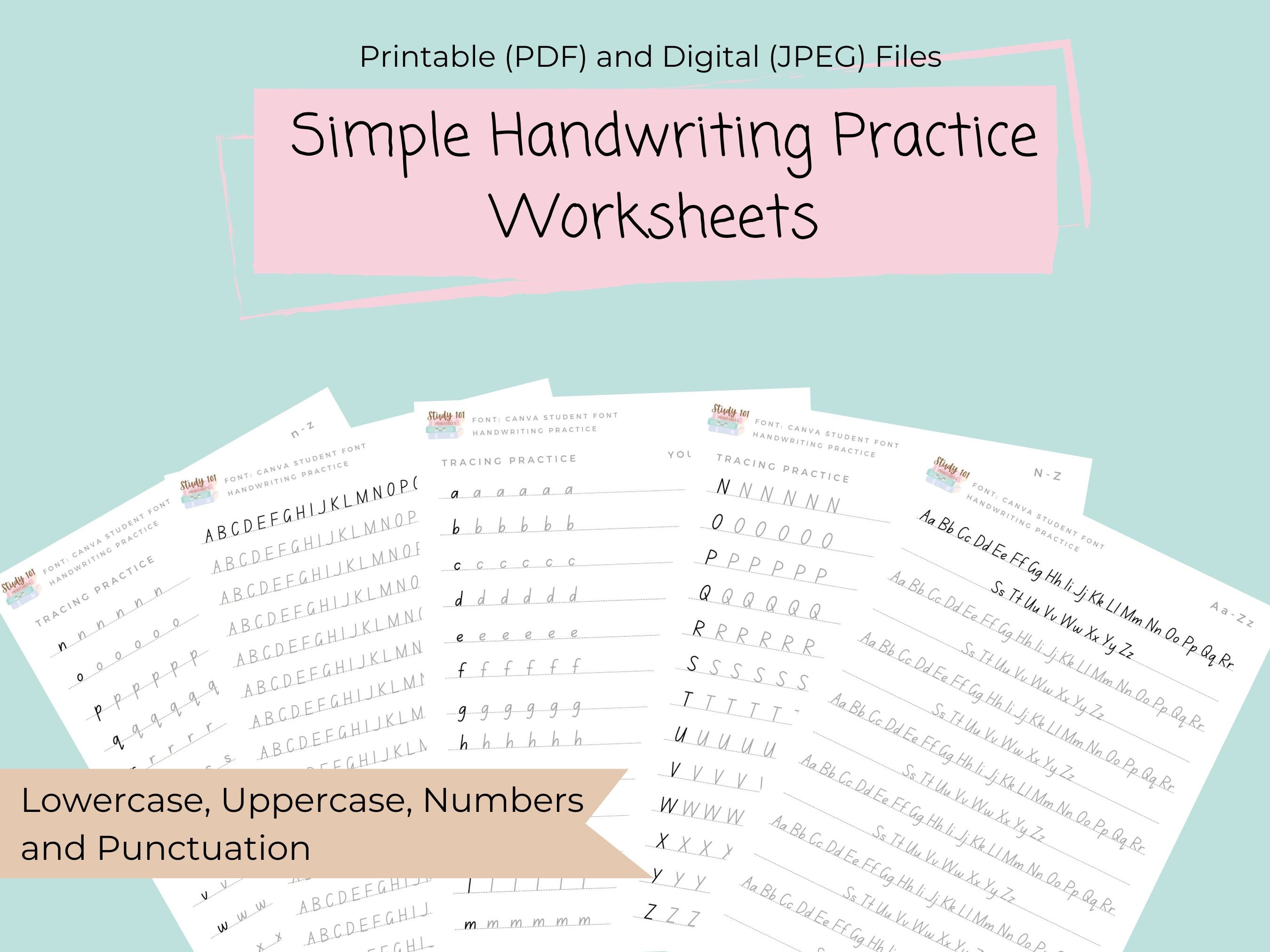 Simple Handwriting Practice Worksheets | Printable Handwriting Workbook ...
