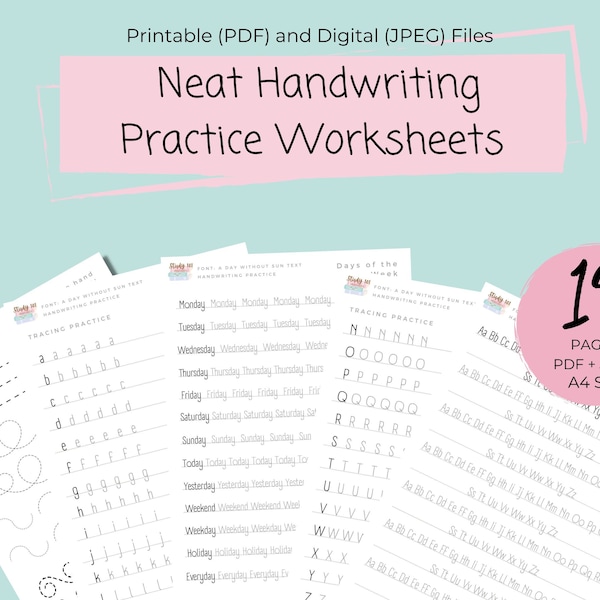 Neat Handwriting Practice Worksheets |  Printable Handwriting workbook | Handlettering practice | Handwriting Practice Sheets PDF, iPad