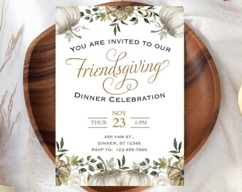 Friendsgiving Editable Invite, Thanksgiving, Friendsgiving Potluck, Friendsgiving Invitation | Thanksgiving Evite | Printable, Print, Thanks