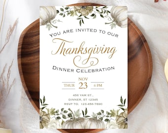 Thanksgiving Invite, Printable, Thanksgiving Dinner Invitation, Template, Friendsgiving, Instant Download, Editable Invitation, Family party