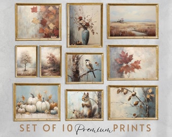 Autumn Fall Gallery Wall Prints, cozy, moody, SET of 10 Fall Printable, Autumn art, Collage Vintage Fall Style, Rustic Farmhouse, nature