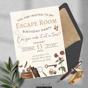 Escape Room Birthday Invitation, Printable Mystery Birthday, Party Editable Invite, preteen, Teen escape room party, Break Out Escape Room