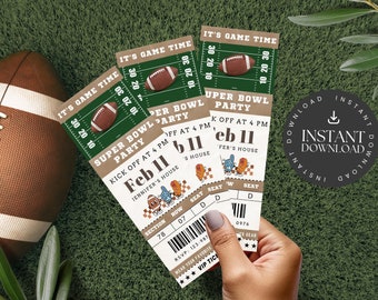 Invitation à un billet modifiable au Super Bowl Party, invitation numérique au Super Bowl, invitation à une fête de football, fête pour adultes, évitement de football, canva teen