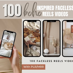 Boho Faceless Reels Videos, Digital Marketing, Instagram, Tik Tok Social Media Videos and Content Library 100 Reels PLR, MRR, done for you