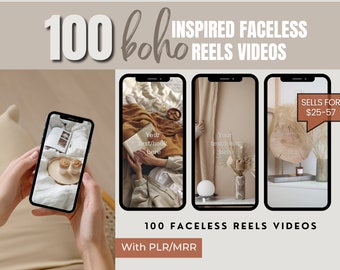 Videos de Boho Faceless Reels, marketing digital, Instagram, videos de redes sociales de Tik Tok y biblioteca de contenido 100 Reels PLR, MRR, hecho para usted