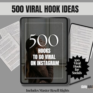 500 Viral Hooks | Instagram Hooks | Captions with Master Resell Rights | MRR | Viral Video Hooks | PLR Social Media Engagement, Done For You