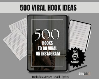 500 Viral Hooks | Instagram Hooks | Captions with Master Resell Rights | MRR | Viral Video Hooks | PLR Social Media Engagement, Done For You