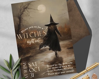 Editable Witch Invitation | Halloween Text Invite | Instant Download | Witch Birthday | Adult Party | witchy printable | Night out | Haunted