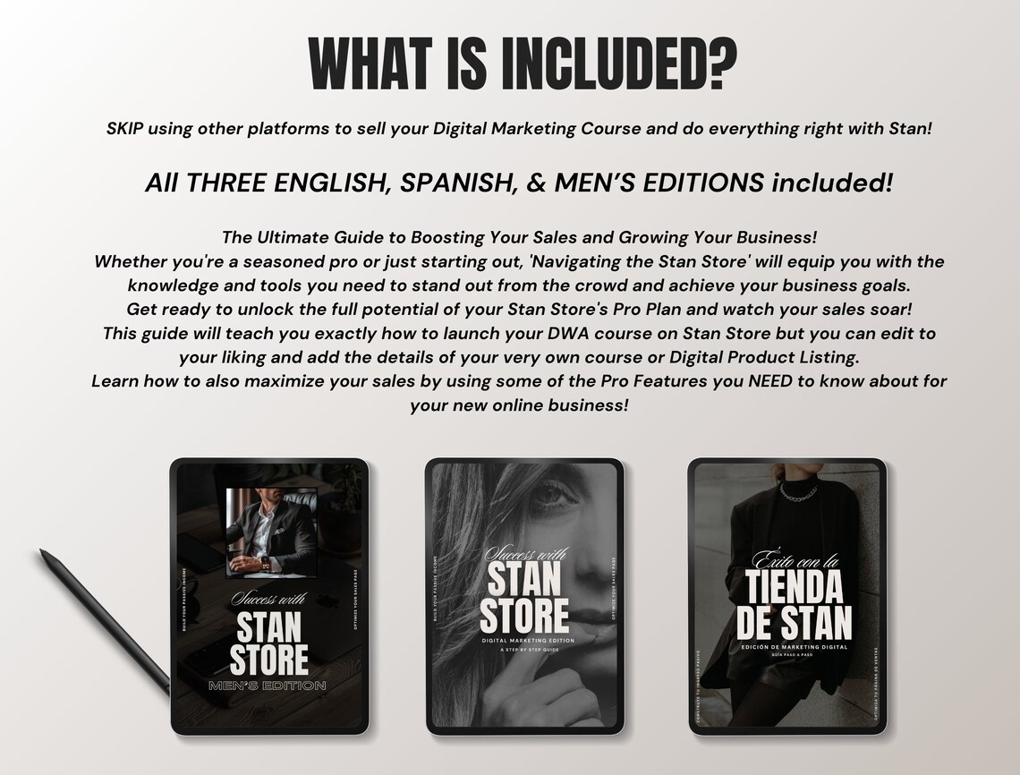 Stan Store Ebook Example Stan Store Guide, Step by Step, Setting up Stan Store, English, Spanish ...