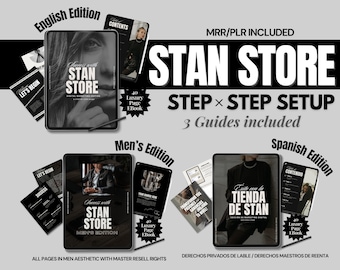 Stan Store Guide, Step by Step, Setting up Stan Store, English, Spanish, Men's Editions, MRR, Canva Template, Ebook, DFY, Digital Product