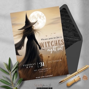 Witches night out | EDITABLE Halloween Party Invitation | Witches Night Invitation Girls Night, Girls night out Drink up Witches, party