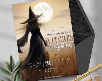 Witches night out | EDITABLE Halloween Party Invitation | Witches Night Invitation Girls Night, Girls night out Drink up Witches, party