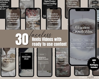 Faceless Reels Videos, Done For You Content, Video Vault, MRR, PLR, Aesthetic Videos, Video Templates, Faceless Instagram, Digital Marketing