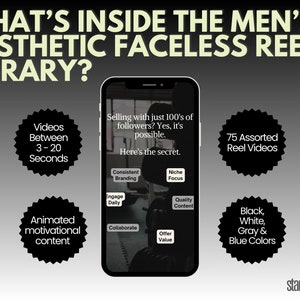 Mens Faceless Reels, 75 Aesthetic Dark Reels for Men - Social,  TikToks, MRR/PLR - Social Media Content - Trendy Videos, Instagram Videos
