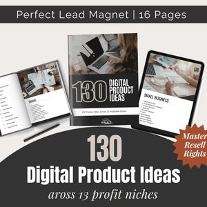 130 Digital Product Ideas For Passive Income, MRR Done For You Lead Magnet, Grow Your Email, Private Label Rights, PLR, Canva Template, idea