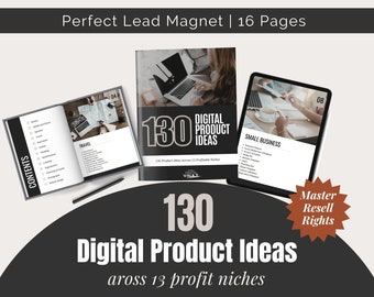 130 Digital Product Ideas For Passive Income, MRR Done For You Lead Magnet, Grow Your Email, Private Label Rights, PLR, Canva Template, idea