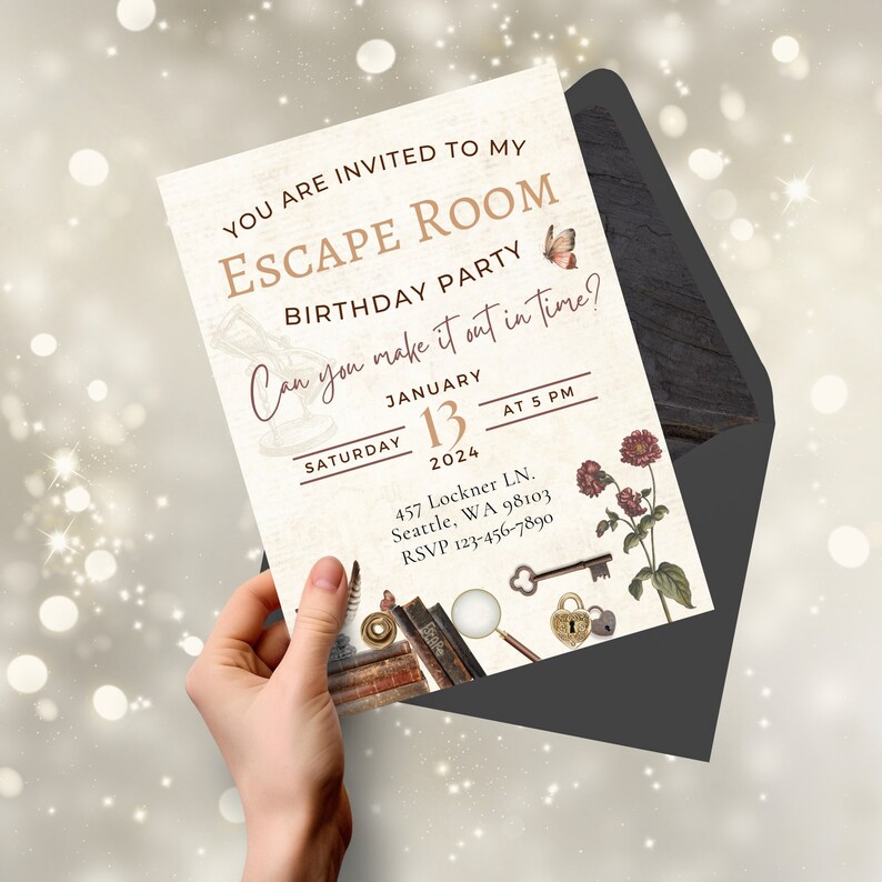 Escape Room Birthday Invitation, Printable Mystery Birthday, Party