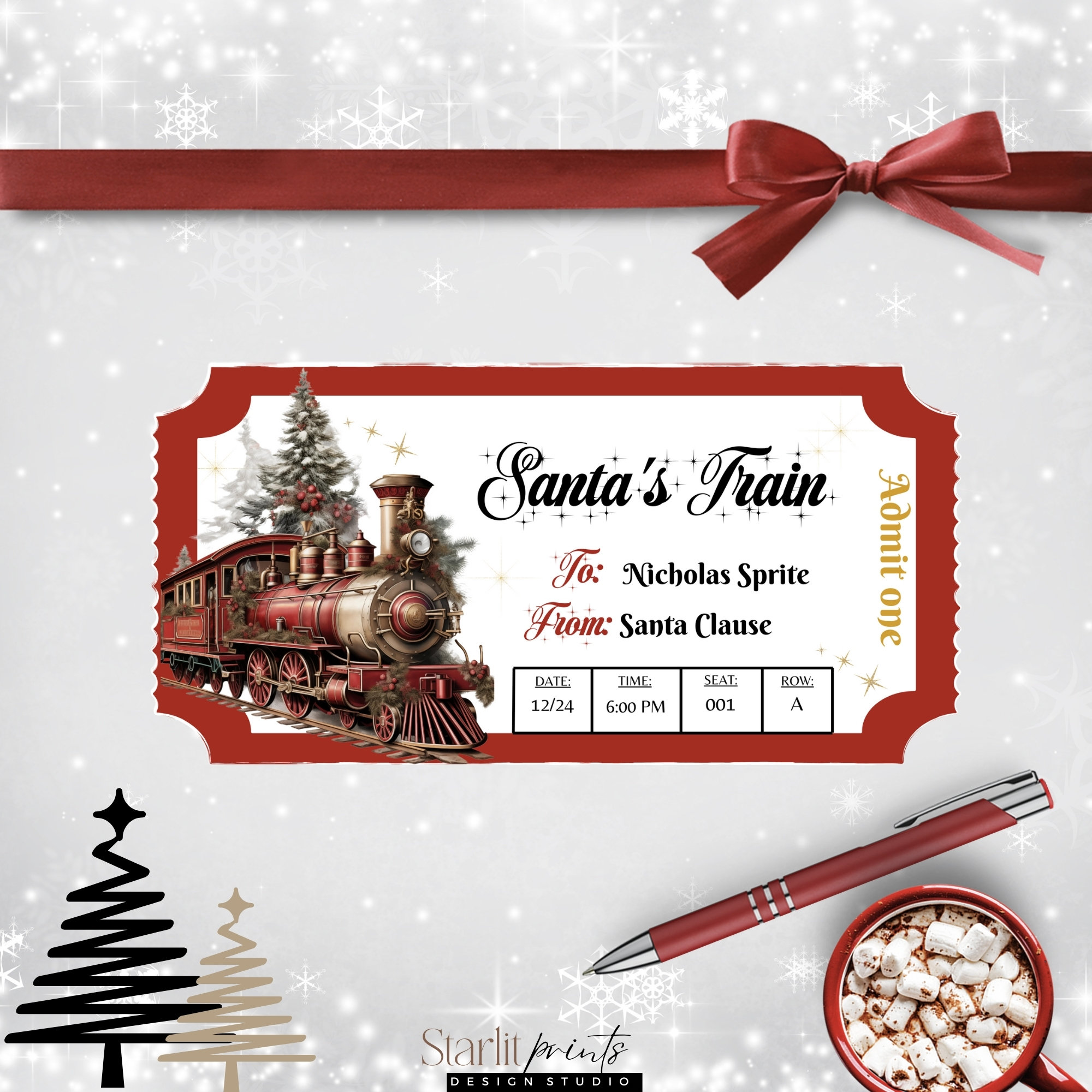 Santas Train Tickets, Santa Train Express, Tickets From Santa, Train