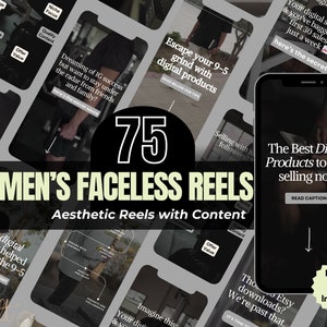 Mens Faceless Reels, 75 Aesthetic Dark Reels for Men - Social,  TikToks, MRR/PLR - Social Media Content - Trendy Videos, Instagram Videos