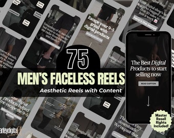 Reels sin rostro para hombres, 75 Reels oscuros y estéticos para hombres: contenido social, TikToks, MRR/PLR, contenido para redes sociales, videos de moda, videos de Instagram
