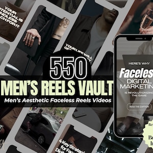 Mens Reels | 550 Mens Faceless Marketing Instagram Video Reels | Done For You | Mens Social Media Content | Mens Faceless Reels | Video Reel