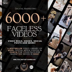 Ansiktslösa videorullar | 6000+ estetiska videor | Lyxigt Boss Babe-rullarpaket | Mallar för sociala medier | Instagram | MRR | Canva | Marknadsföring