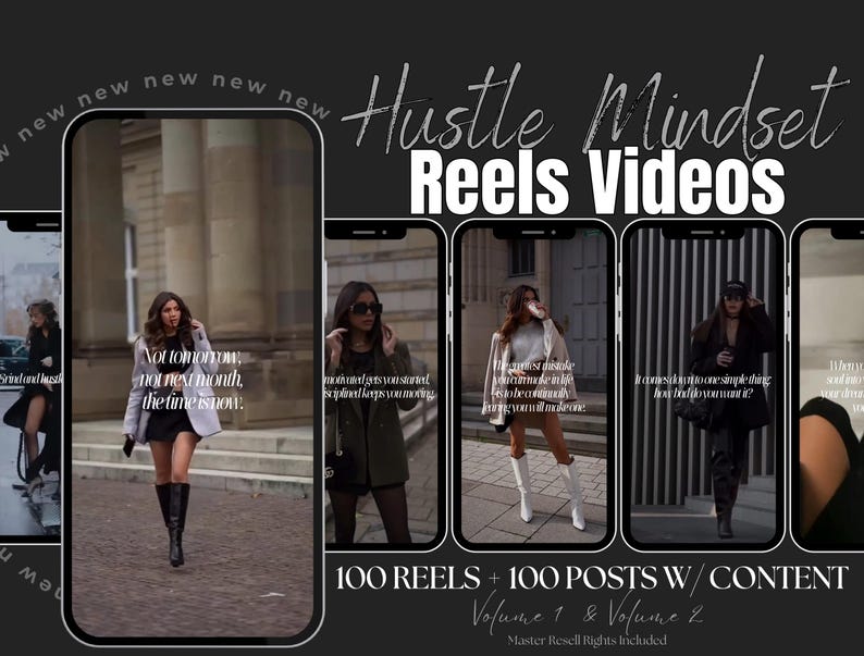 Instagram Reels | 200 Hustle Mindset Boss Babe Reels | 100 Reels & 100 Posts | Master Resell ...